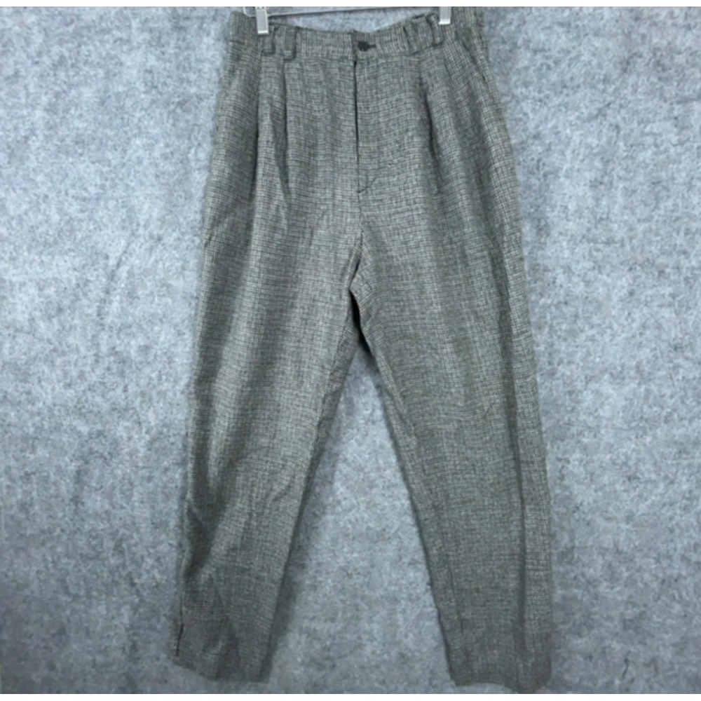 Worthington Dress Pants Womens 10 Gray Houndstooth Pleated Tapered Leg